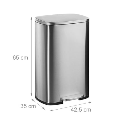 Coș cu pedală din oțel inoxidabil de 50 L - Capac cu închidere moale