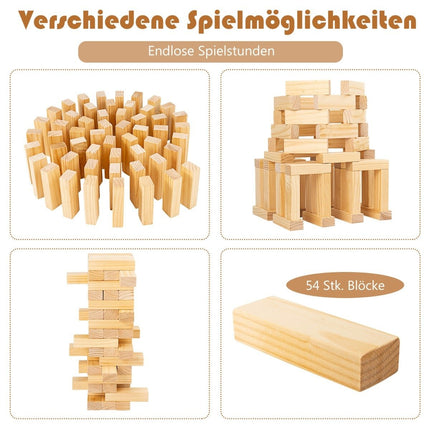 54 blocks made of pine wood Darn tower game building blocks game 5 x 3.3 x 15.2 cm natural