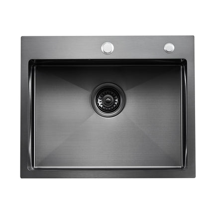 55cm Top-Mount Kitchen Sink Workstation, 304 SS, Black