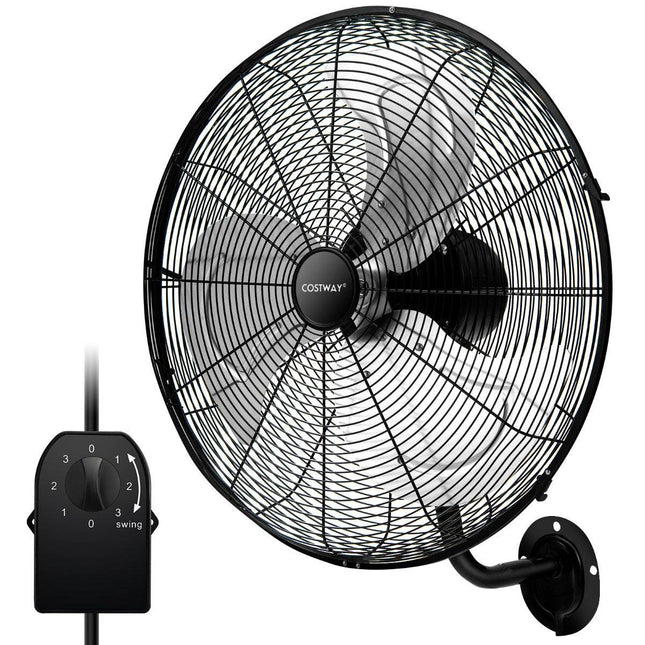 Ventilator de Perete Ø56 cm Ventilator Oscilant pentru Seră Depozit Atelier Terasă și Beci Negru