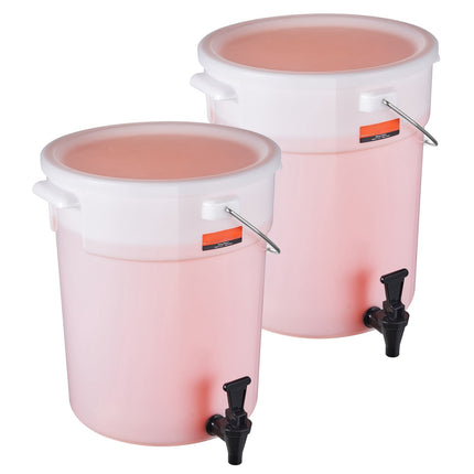 5 Gallon Beverage Dispenser Set, 2 Pack With Spigot Lid
