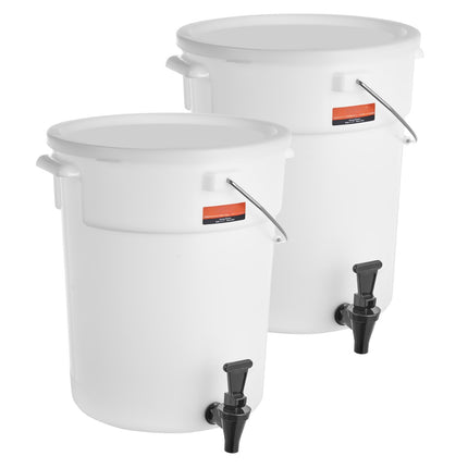 5 Gallon Beverage Dispenser Set, 2 Pack With Spigot Lid