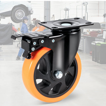 5-Inch Swivel Plate Casters, Set of 4, Locking PVC