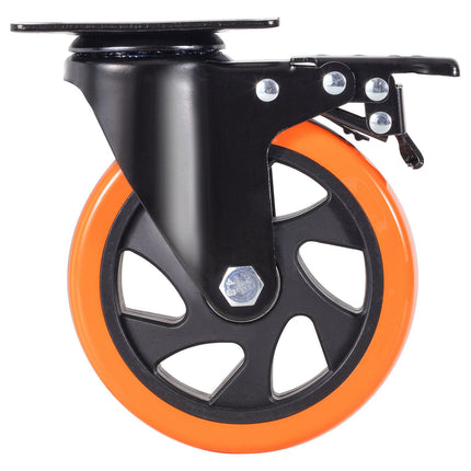 5-Inch Swivel Plate Casters, Set of 4, Locking PVC