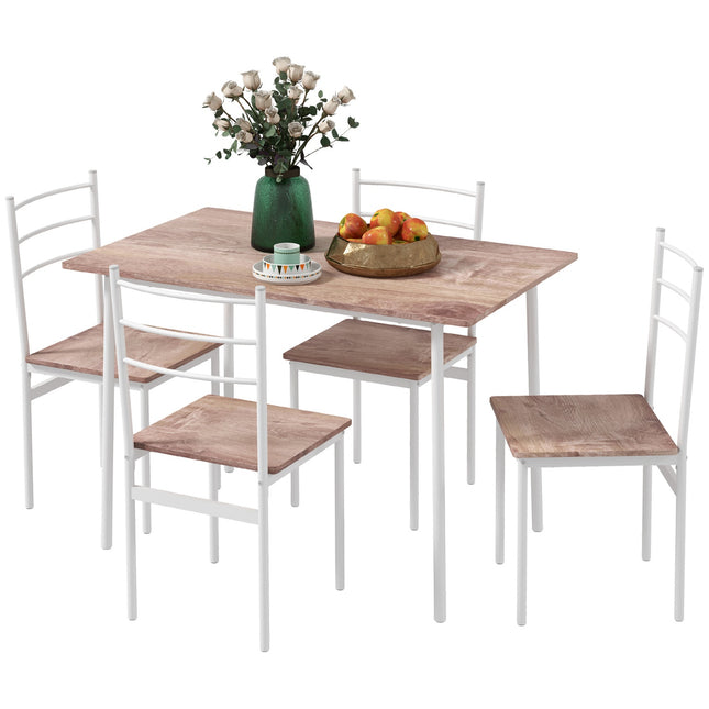 5-piece space-saving dining room set with steel table and chairs