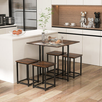 Set masă de sufragerie cu 5 piese, 4 scaune, 80x80 cm, maro rustic