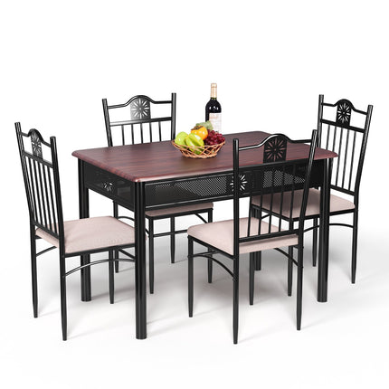 Set de masă din 5 piese, masă din MDF și 4 scaune cu perne