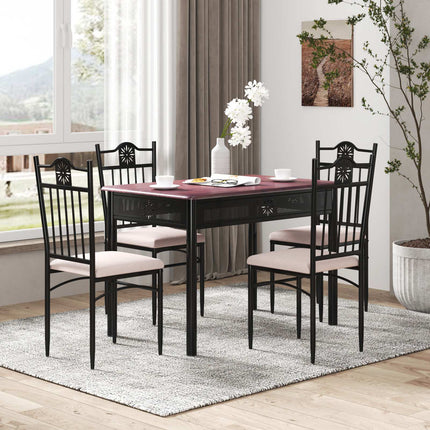 Set de masă din 5 piese, masă din MDF și 4 scaune cu perne