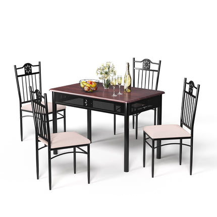 Set de masă din 5 piese, masă din MDF și 4 scaune cu perne