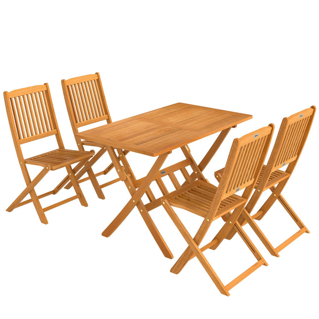 Set de terasă pliabil cu 5 piese, lemn de salcâm, masă și 4 scaune
