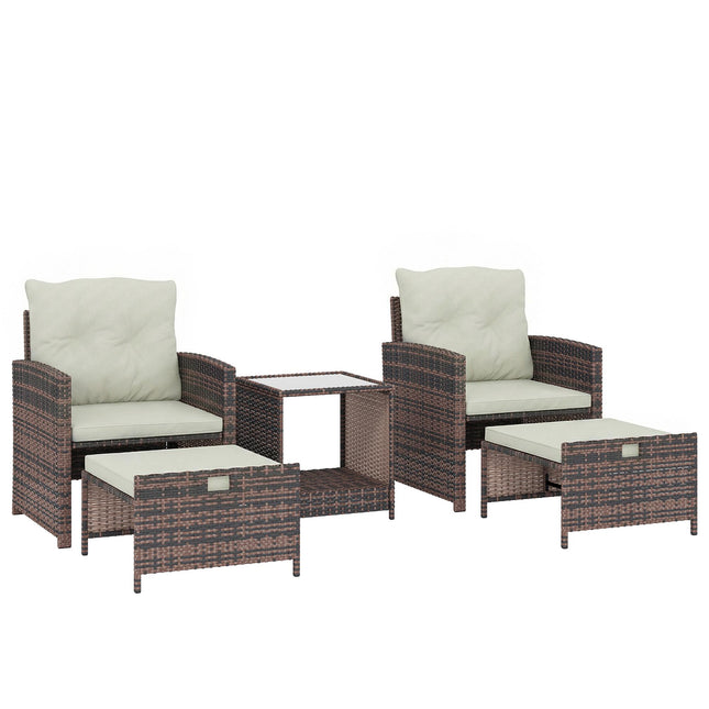 Set de mobilier de balcon exterior cu 5 piese și perne