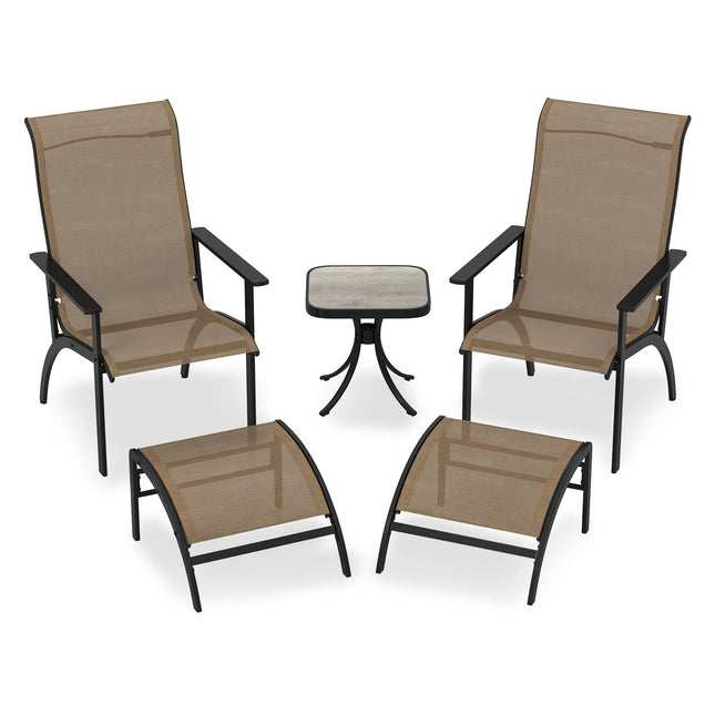 Set de balcon exterior cu 5 piese, scaune, otomane și masă