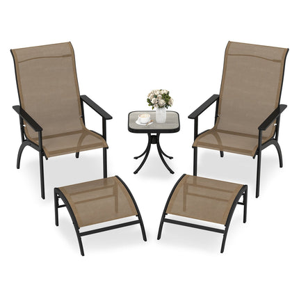 Set de balcon exterior cu 5 piese, scaune, otomane și masă
