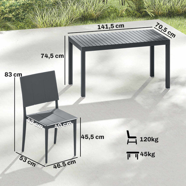 Set de mobilier de exterior cu 5 piese și scaune stivuibile, gri închis