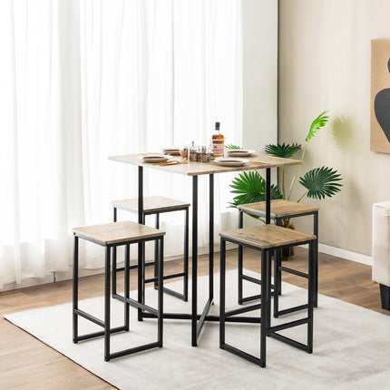 Set masă pătrată de 5 piese – 4 scaune, înălțime de bar