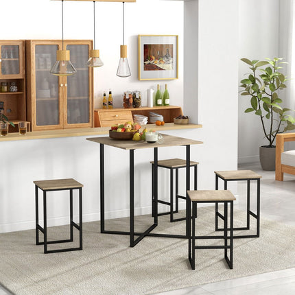 Set masă pătrată de 5 piese – 4 scaune, înălțime de bar