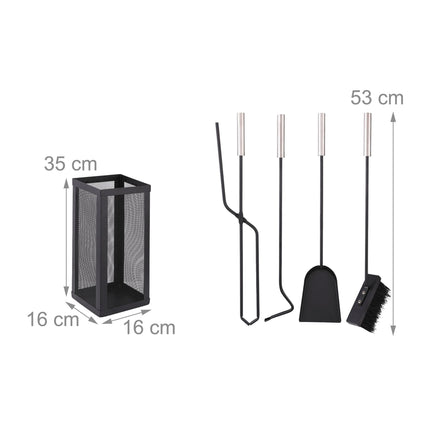 Set de 5 scule pentru șemineu din oțel inoxidabil