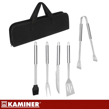 Set de 5 scule pentru grătar din oțel inoxidabil cu cutie