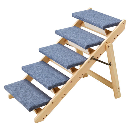 5-Step Foldable Wooden Dog Stairs, 150 lb Capacity