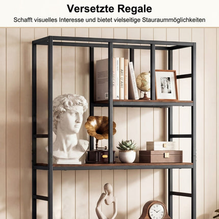 Raft de cărți geometric cu 5 niveluri și cadru metalic, alb-auriu