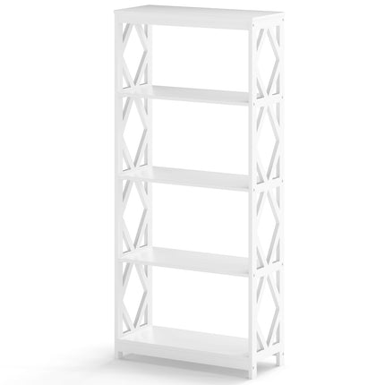 Raft deschis cu 5 niveluri, MDF alb, design romb