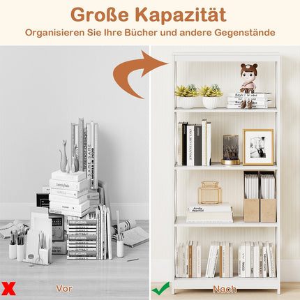 Raft deschis cu 5 niveluri, MDF alb, design romb