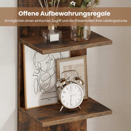 Raft de perete din lemn cu 5 niveluri, maro rustic