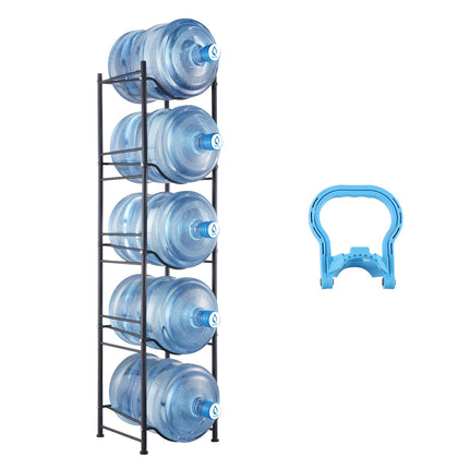 5-Tier Water Jug Holder Rack, Holds 5 Gallon Bottles