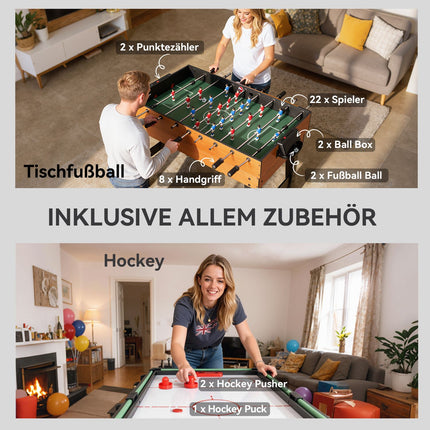 Masă de joc 5 în 1, Foosball, Hochei, Tenis, Nuc
