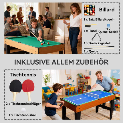 Masă de joc 5 în 1, Foosball, Hochei, Tenis, Nuc