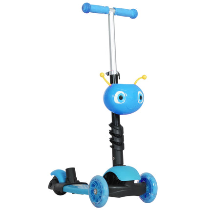 5-in-1 Kids Scooter with Removable Seat and Push Handle, Blue, Height Adjustable