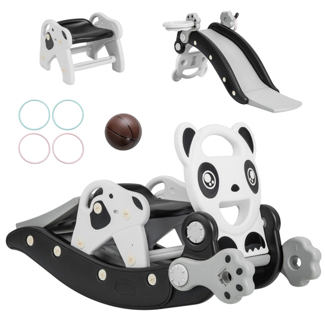 5-in-1 Kids Slide & Rocking Horse Set with Basketball