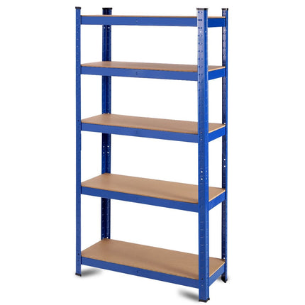 5 level storage rack with metal frame, metal rack, load capacity up to 650 kg, 75 x 30 x 150 cm, blue