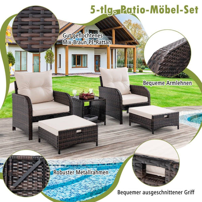 Set mobilier balcon din 5 piese Mobilier de gradina din PE polyrattan grup de scaune pentru gradina