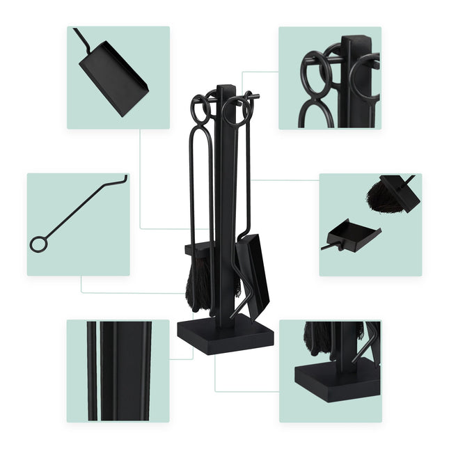 Set șemineu negru din 5 piese