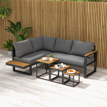 5-piece gray garden lounge set with corner sofa and table