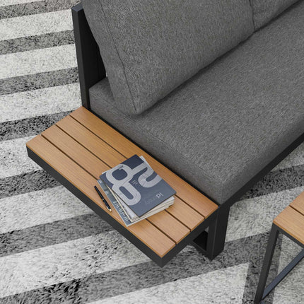 5-piece gray garden lounge set with corner sofa and table