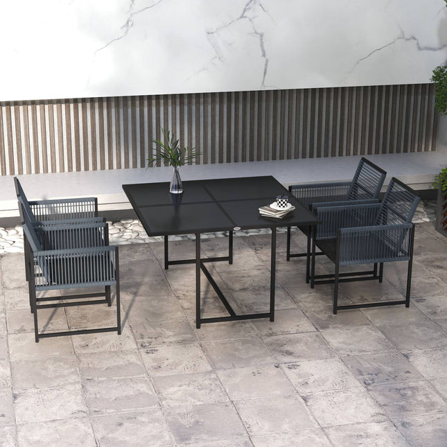 5-piece dark gray dining room set with folding chairs