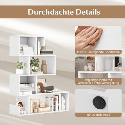 Raft de depozitare geometric cu 5 niveluri cu compartimente deschise 80 x 22 x 100 cm alb