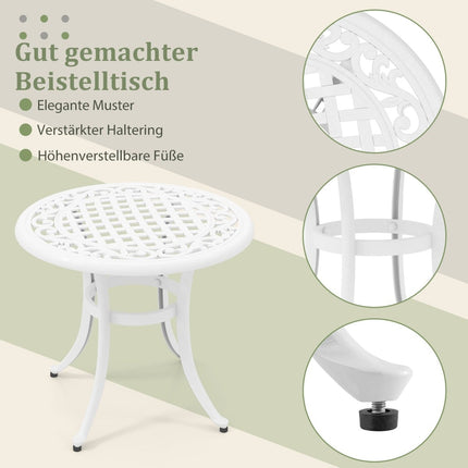 Masă rotundă de terasă din aluminiu turnat, 60 cm – picioare reglabile
