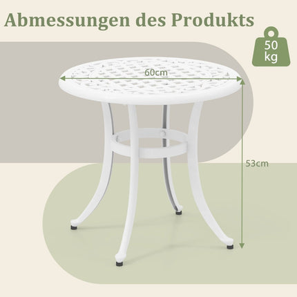 Masă rotundă de terasă din aluminiu turnat, 60 cm – picioare reglabile