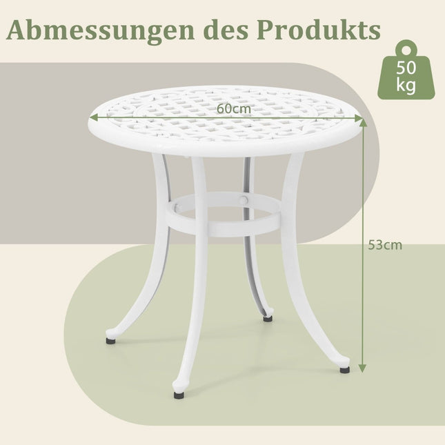 Masă rotundă de terasă din aluminiu turnat, 60 cm – picioare reglabile