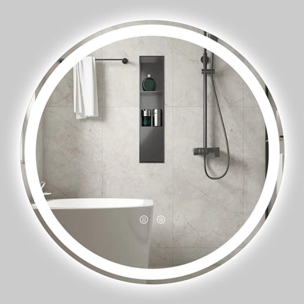 Oglindă rotundă de baie cu LED, 60 cm, cu luminozitate reglabilă