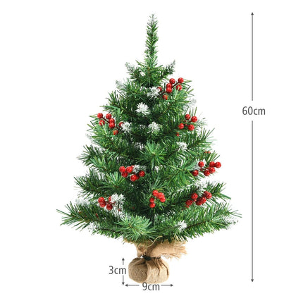 Brad de Crăciun de masă de 60 cm cu crengi din PVC și fructe de pădure