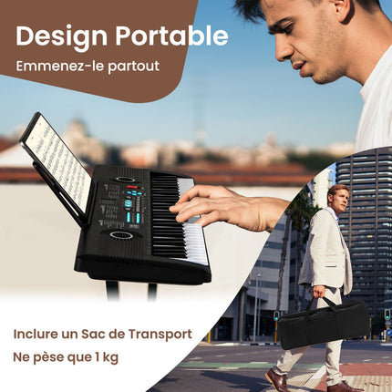 Claviatură pentru începători cu 61 de taste, microfon și husă de transport