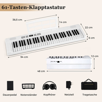 Claviatură electronică pliabilă cu 61 de taste, MIDI și Split