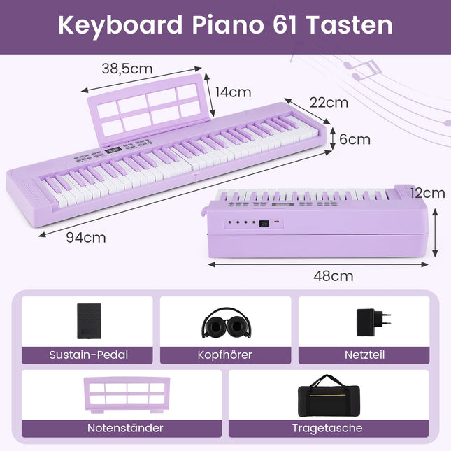 Claviatură electronică pliabilă cu 61 de taste, MIDI și Split