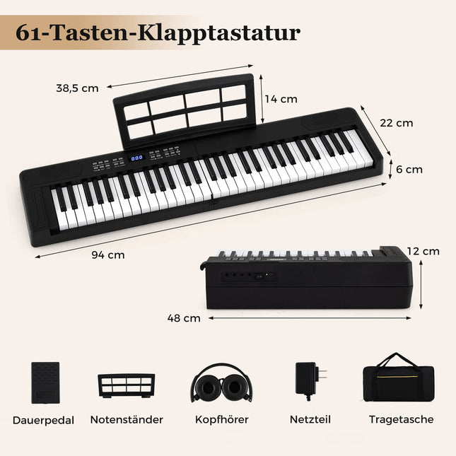 Claviatură electronică pliabilă cu 61 de clape, MIDI și Split