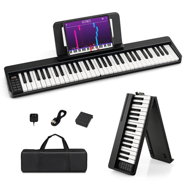 Pian digital pliabil cu 61 de clape, Bluetooth și accesorii