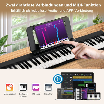 Pian digital pliabil cu 61 de clape, Bluetooth și accesorii